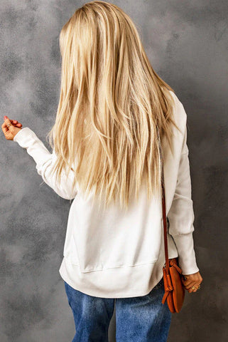 Henley Style Fall Hoodie - White