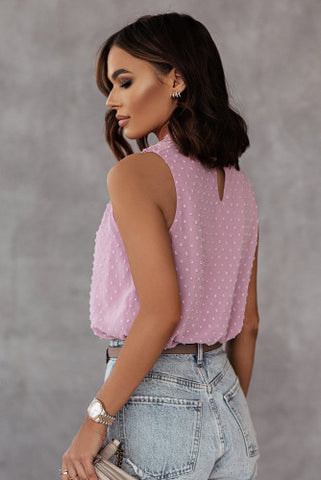 Sleeveless Swiss Dot Chiffon Top - Black