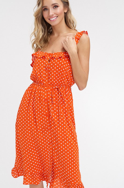 Polka Dot Sundress - Orange Polka Dot Sundress - Orange