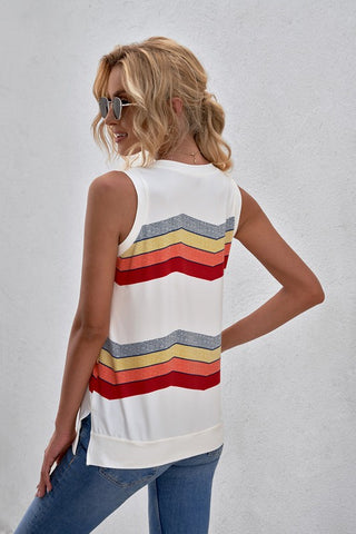 Rainbow Sleeveless Top - Navy