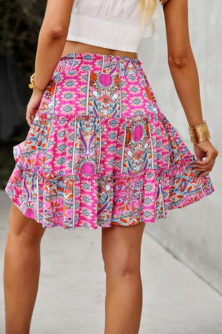 Elastic Waist Boho Skirt - Pink