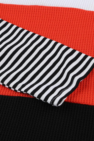 Color Block Striped Top - Tomato