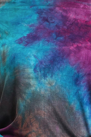 Tie Dye Dolman Top - Aqua and Plum
