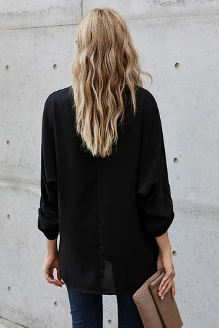 Rolled Sleeve Blouse - Black