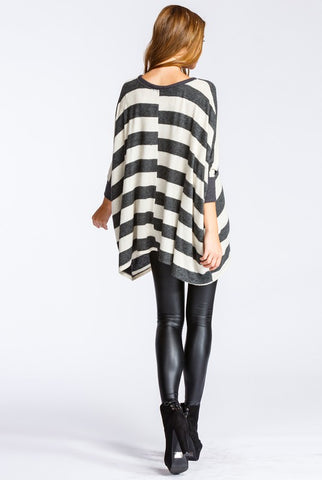 Flowy Striped Top - Oatmeal
