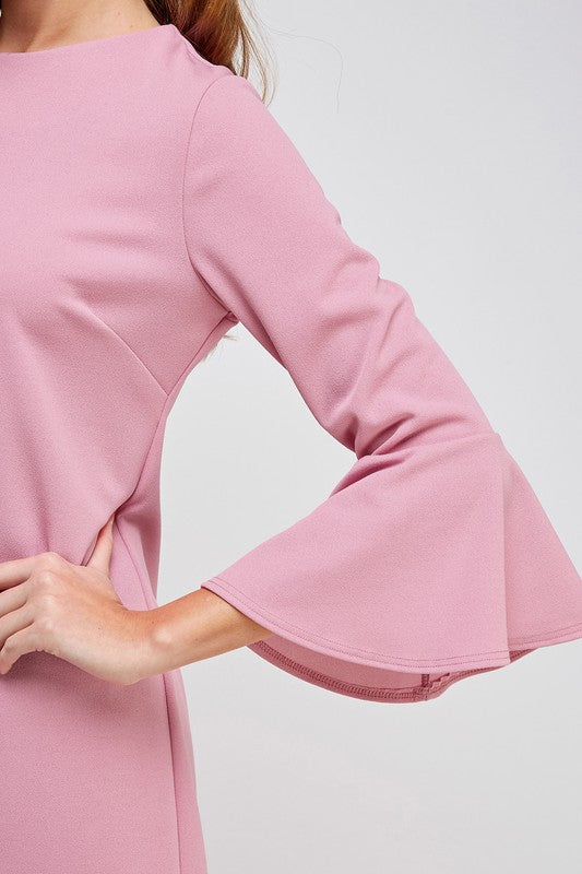 Bell Sleeve Shift Dress - Rose | Blue Chic Boutique Bell Sleeve Shift Dress - Rose | Blue Chic Boutique