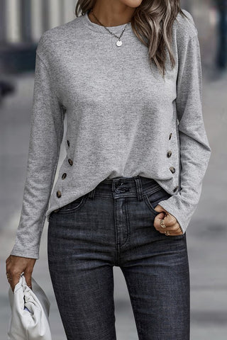 Button Detail Top - Gray