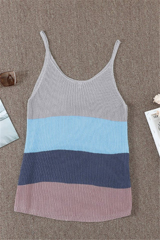 Sweater Knit Color Block Tank - Gray and Navy