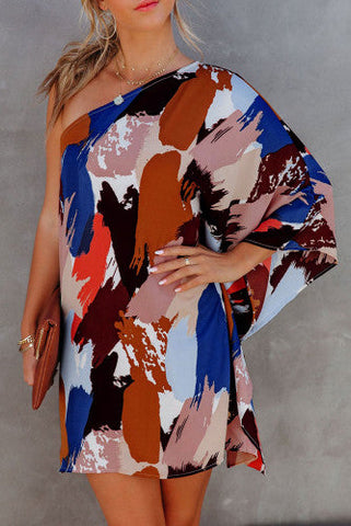 Fall Palette One Shoulder Dress