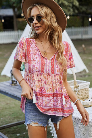 Boho Dreams Baby Doll Top - Pink