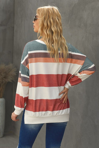 Striped Lace Up Top