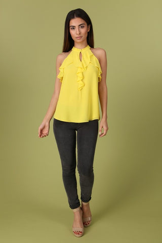 Ruffle Sleeveless Top - Sage