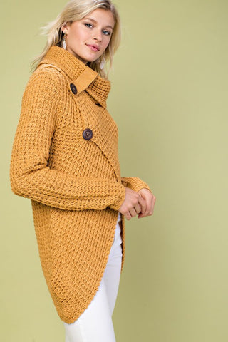 Crisp Fall Air Cowl Neck Sweater - Camel