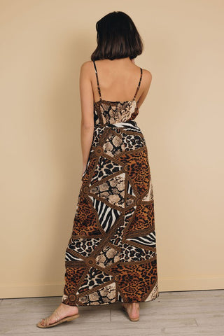 Front Slit Maxi Dress - Leopard