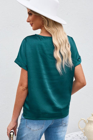 Silky Short Sleeve Top - Green