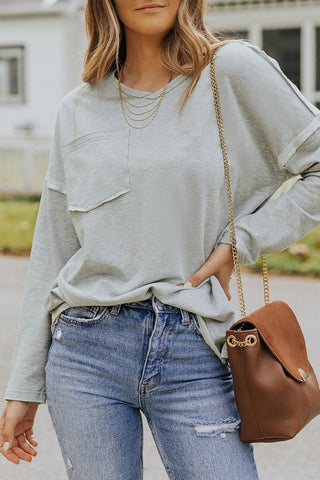 Drop Sleeve Fall Top - Gray