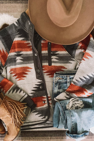 Fleece Jacket - Aztec Print