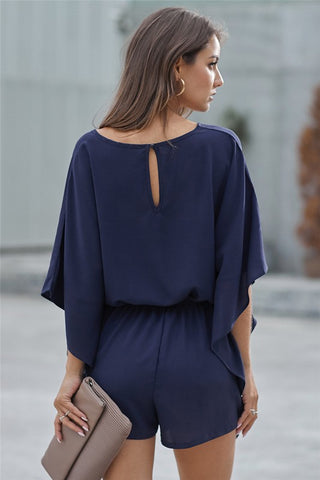 Kimono Sleeve Romper - Navy Blue