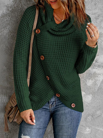 Wrap Turtleneck Sweater - Hunter Green
