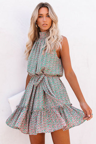 Mint and Pink Ruffle Hem Dress