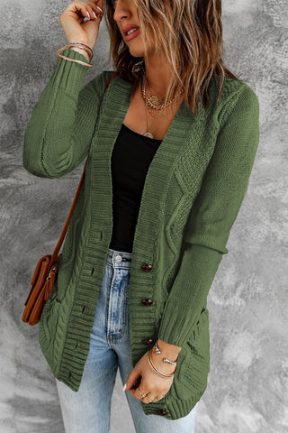 Cozy Textured Cardigan - Green