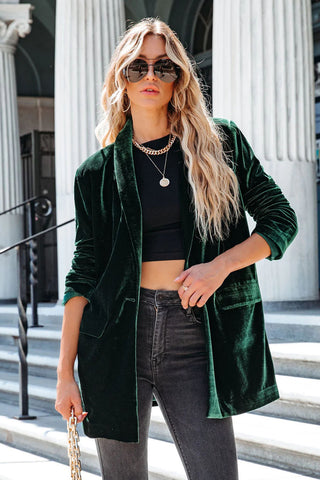 Velour Blazer - Green