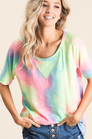 Tie Dye Short Sleeve Sweatshirt