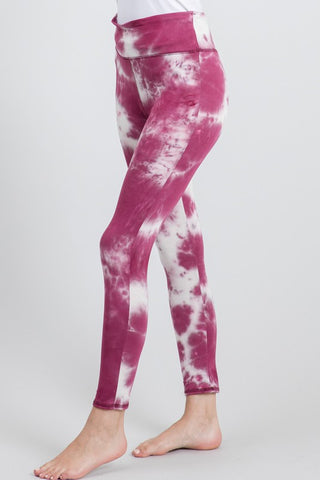 Tie Dye Knit Leggings - Berry and Ivory