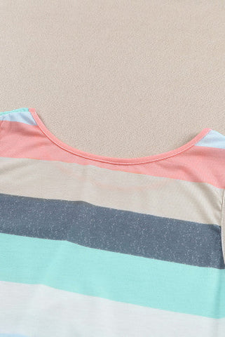 Striped Tank Top with Sequined Pocket