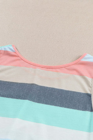 Striped Tank Top with Sequined Pocket