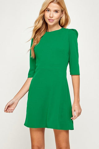 Half Sleeve Mini Dress - Green