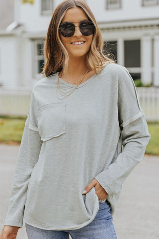 Drop Sleeve Fall Top - Gray