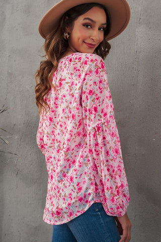 Floral Pullover Blouse - Pink