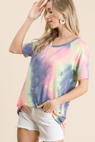 Tie Dye Short Sleeve Sweatshirt - Charcoal