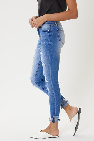 Kan Can Distressed Ankle Skinny Jeans