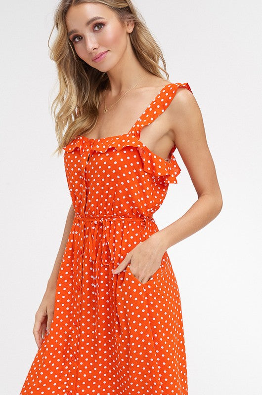 orange polka dot dress Busayo Mini Suit for Polka Dot Sundress - Orange