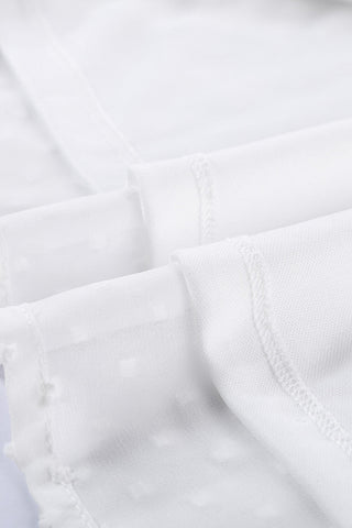 Swiss Dot Half Sleeve Top - White