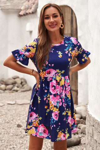 Spring Flair Dress - Navy