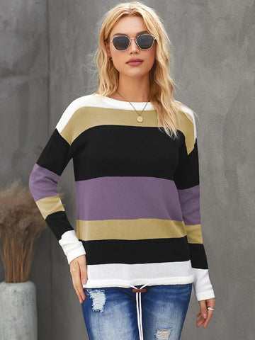Drawstring Sweater - Purple