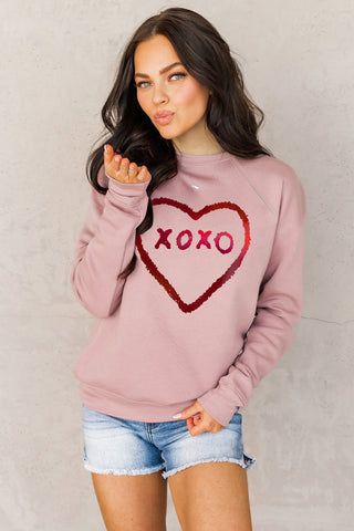 XOXO Heart Sweatshirt - Pink