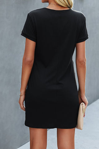 Cut Out Short Sleeve Dress - Black