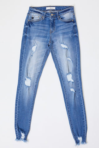 Kan Can Distressed Ankle Skinny Jeans