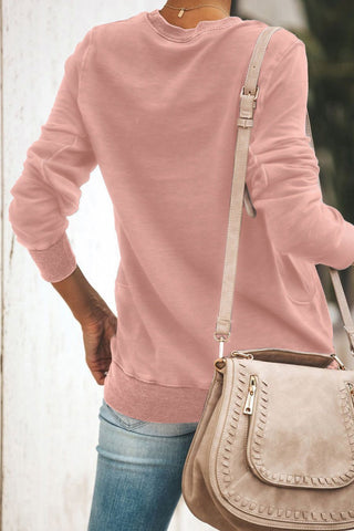 Fall Staple Tunic Sweatshirt with Ribbing - Pink