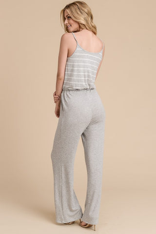 Striped Jumpsuit  - Ivory