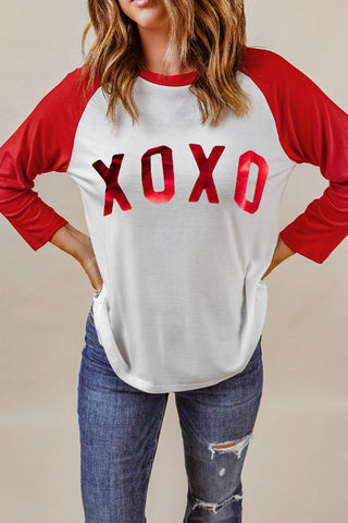 XOXO Baseball Tee - Red