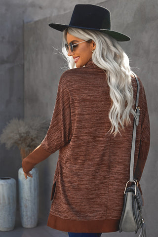 Dolman Sleeve Turtleneck Top - Brown