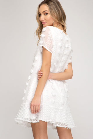 Flouncy Shift Dress - White