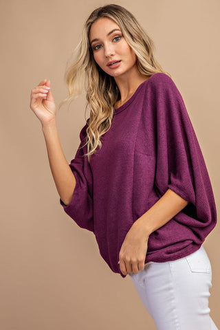 Dolman Sleeve Flowy Top - Plum