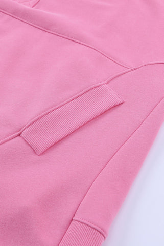 Henley Style Fall Hoodie - Hot Pink