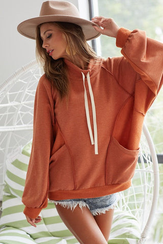 Weekend Lounging Cowl Neck Top - Rust
